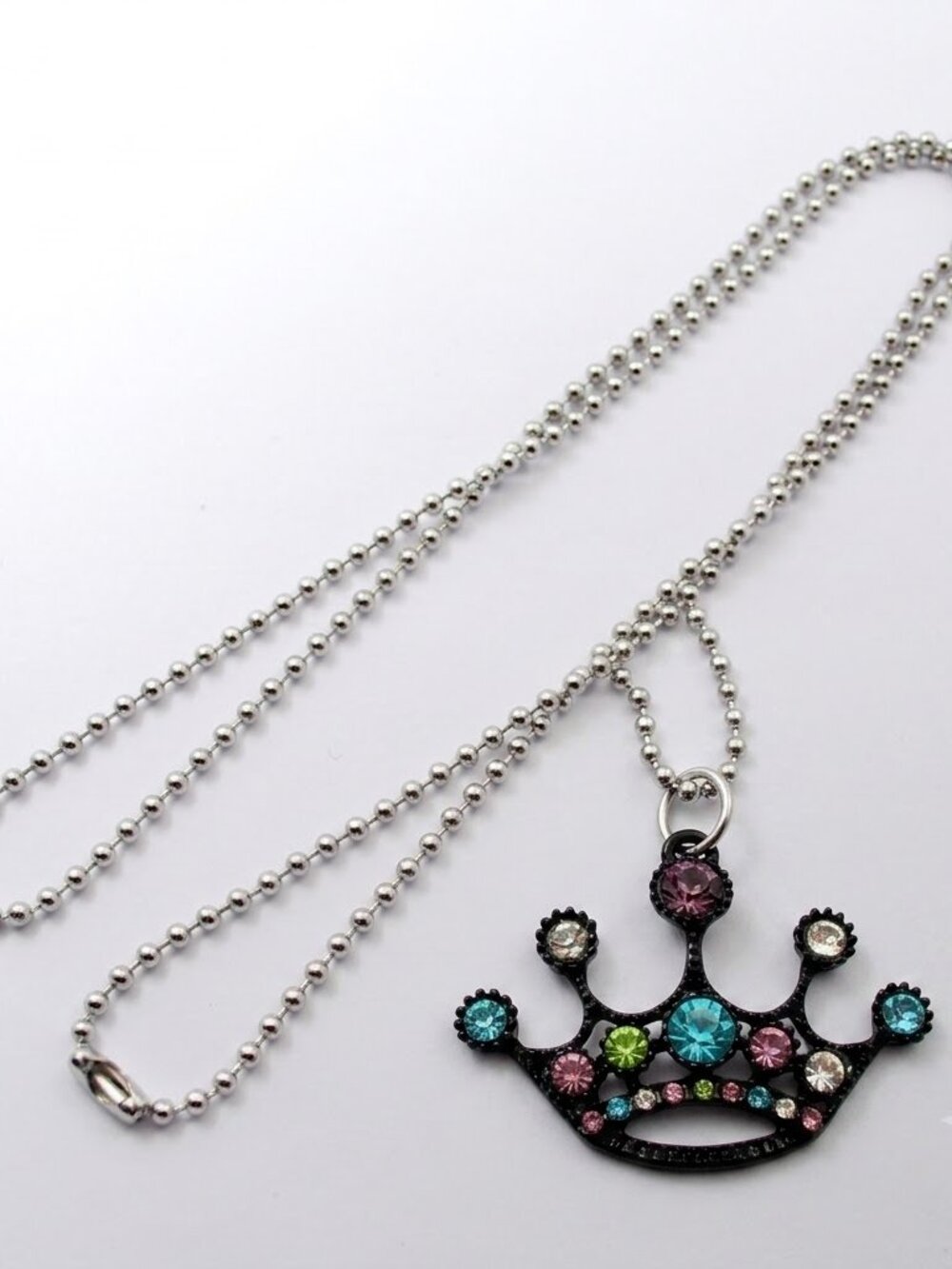 New rhinestone colorful black crown pendant necklace